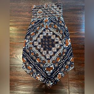 Girls Size Small Brown Blue & White Geometric Gathered Elastic Tube Top …